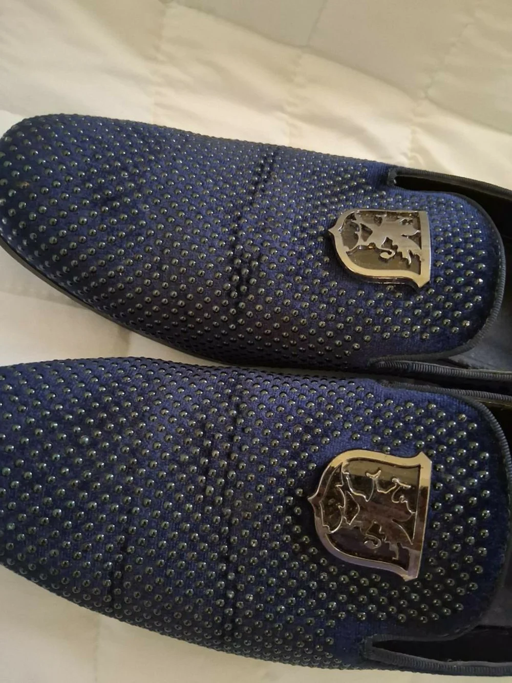 Men's Blue Stacy Adams Swagger Slip-On Loafers with Decorative Accent